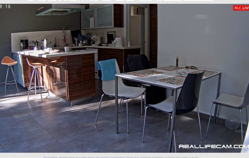 Directo de una cocina en reallifecam.com con el plano y la lista de habitaciones a la derecha